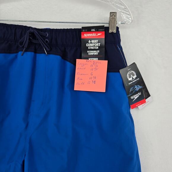 Speedo Mens Swim Trunks Blue Size XXL‎ Marina Flex Volley 17" Pocket NWT - Picture 12 of 13